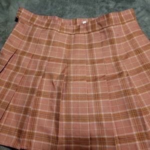 High Waist Pleated Plaid Skirt
